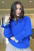 Conrad Batwing Ruffle Cuff Knit Lapis